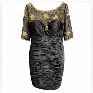 Holiday party ready NWOT Jovani ruffled luxury embroidery dress size 12